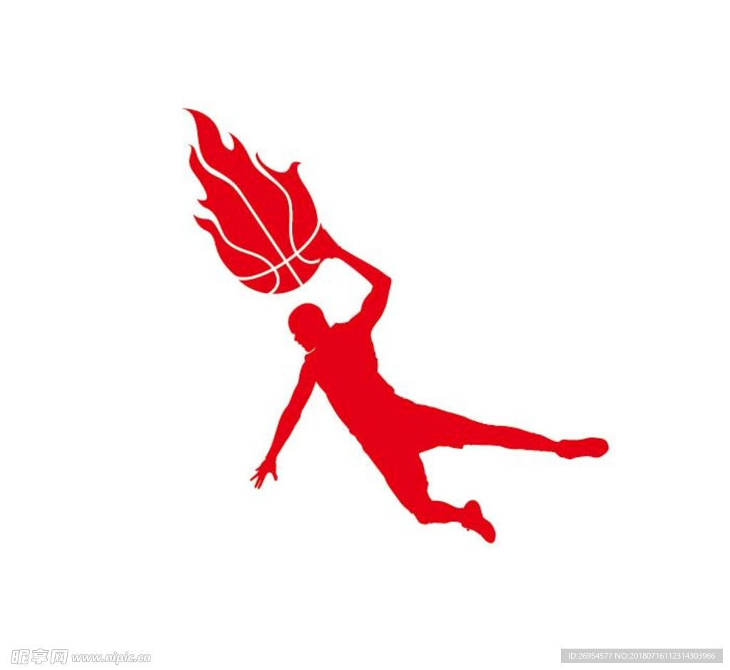 卡通篮球火焰扣杀矢量图文件