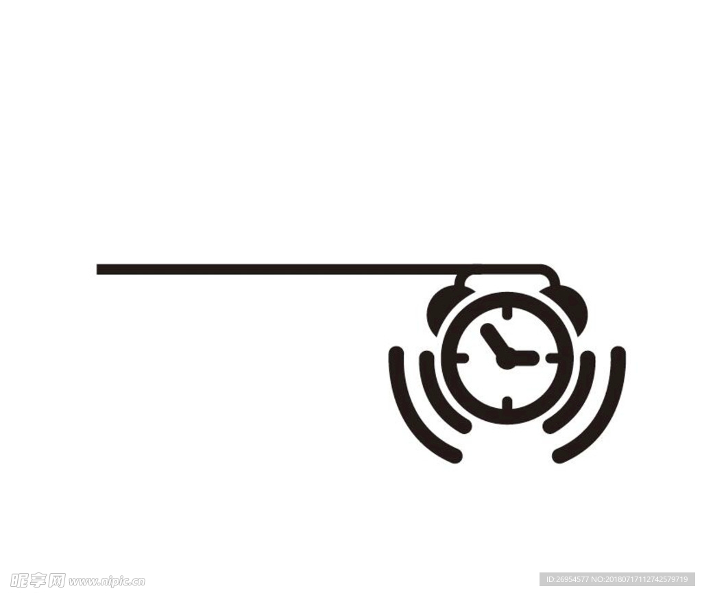 卡通倒挂闹钟矢量图文件