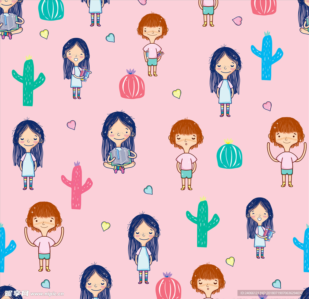 清新风格卡通童装花型