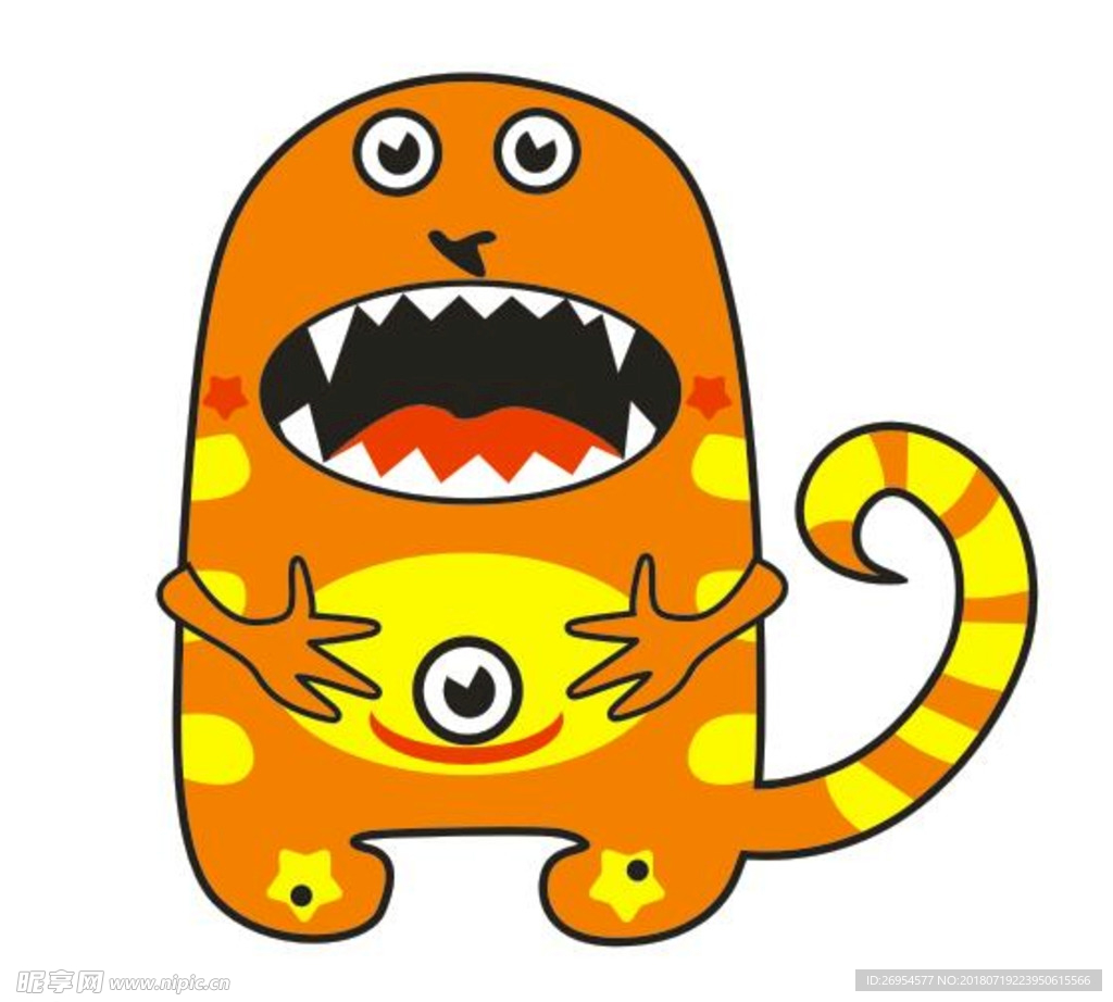 可爱卡通怪兽矢量图文件