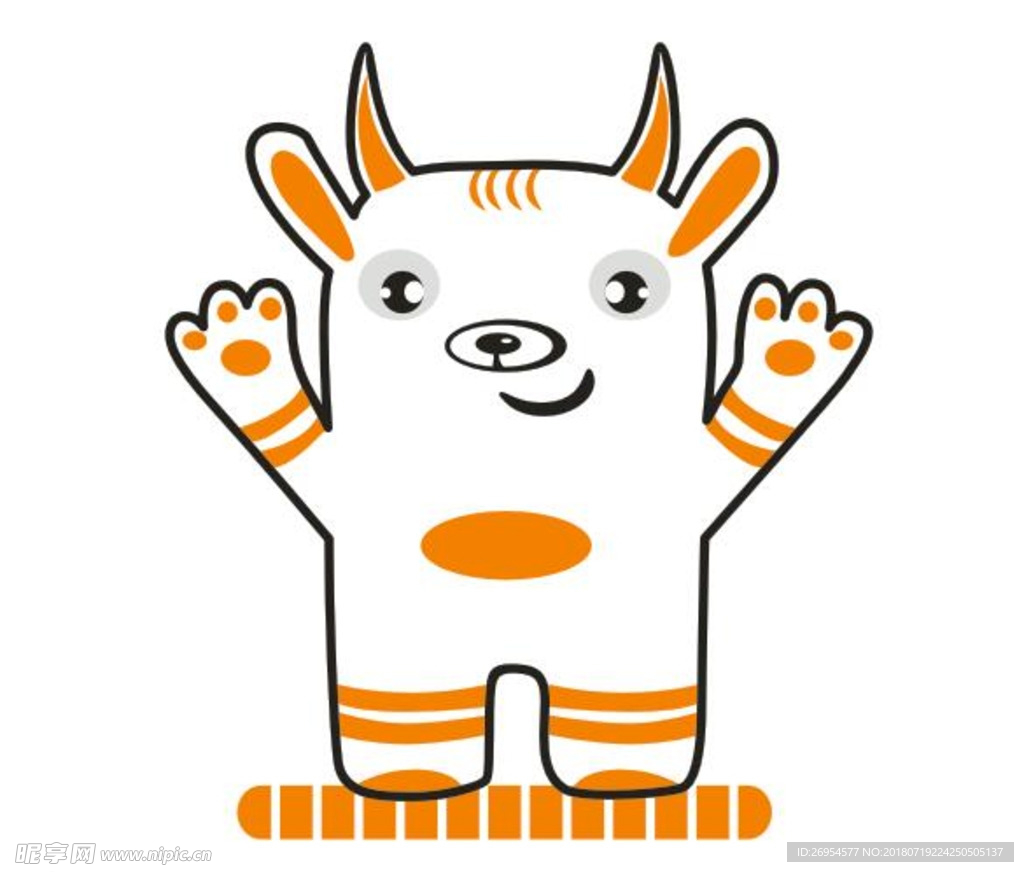 牛卡通动物怪兽矢量图