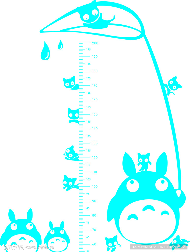 龙猫亚克力身高贴