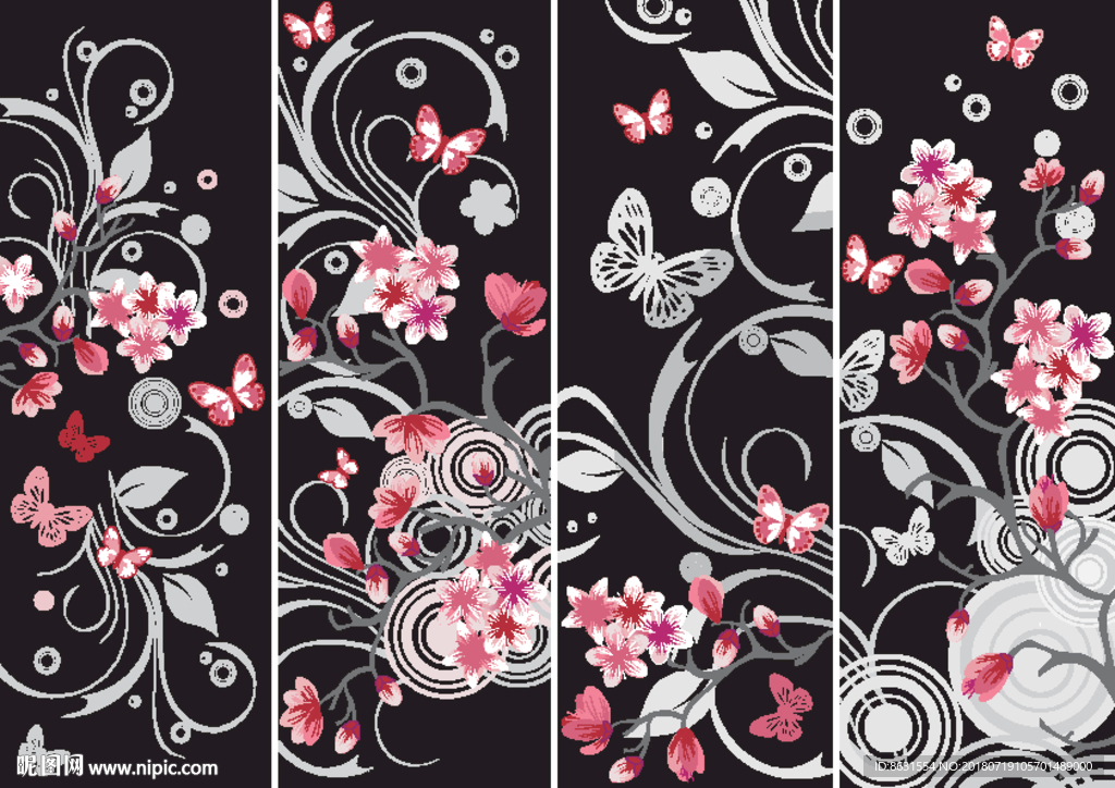 蝴蝶花矢量图玫瑰花