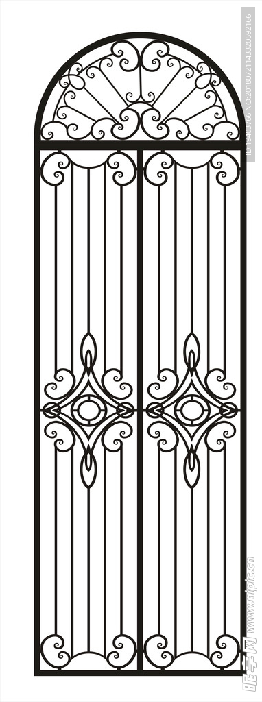 铁艺窗 原文件 线条图  矢量