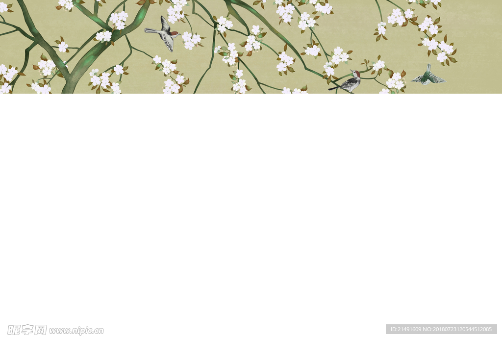 中式花鸟背景墙