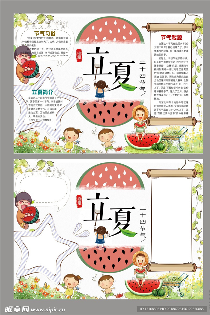 立夏二十四节气传统文化小报手抄