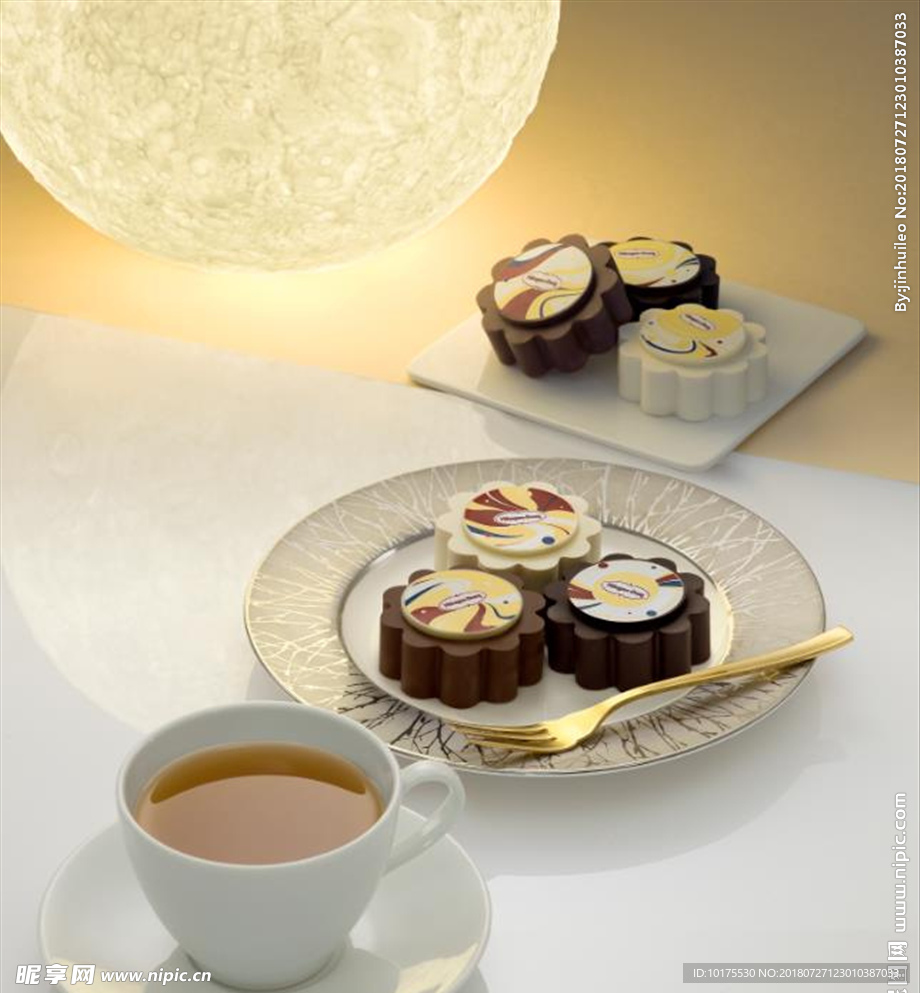 中秋月餅美景背景圖