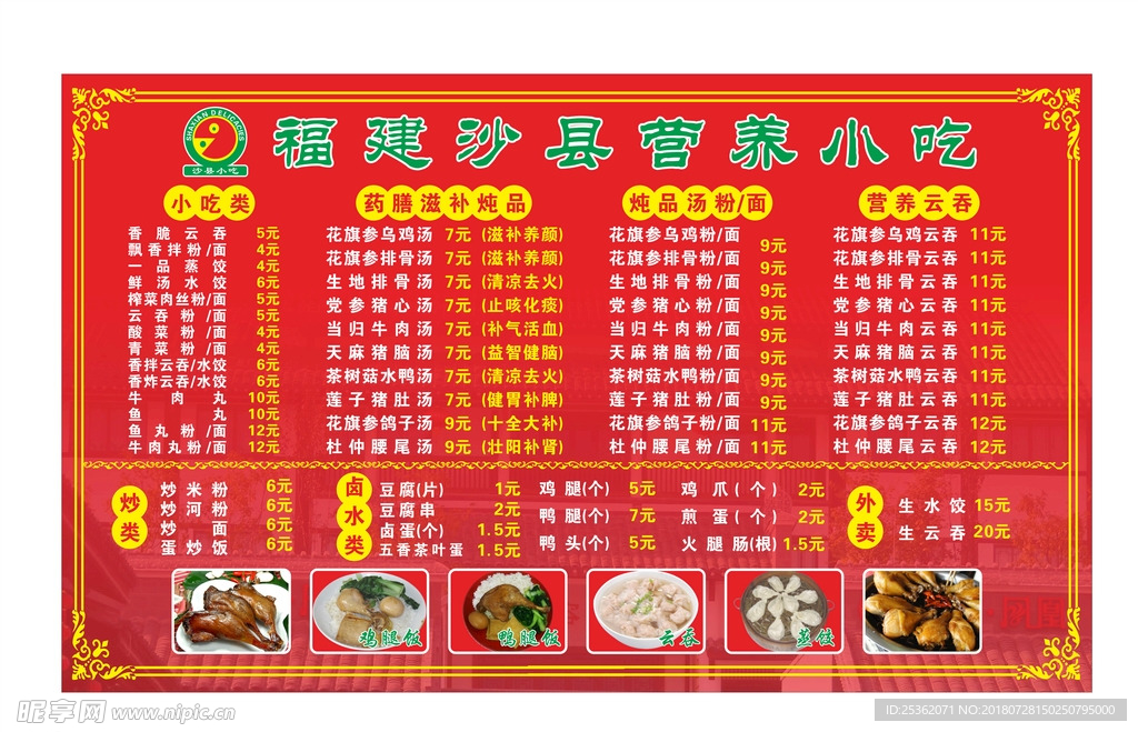 沙县小吃价目表