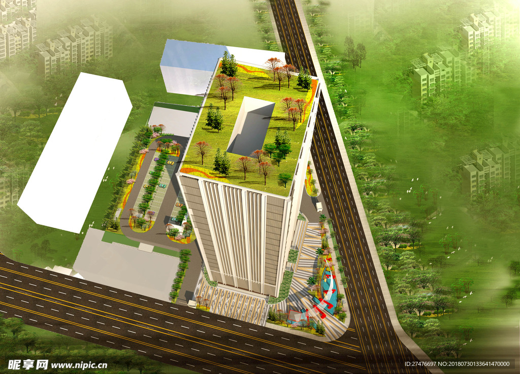 写字楼鸟瞰效果图