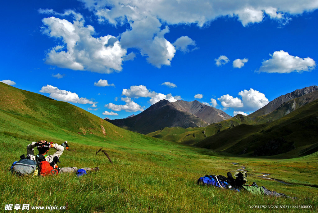 蓝天下的草原风光