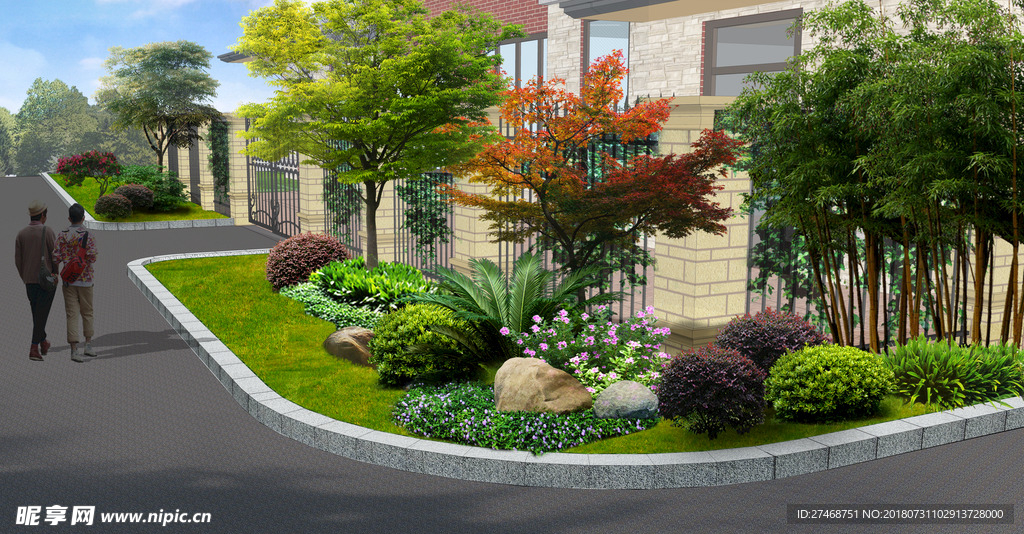 别墅 景观效果图 PSD