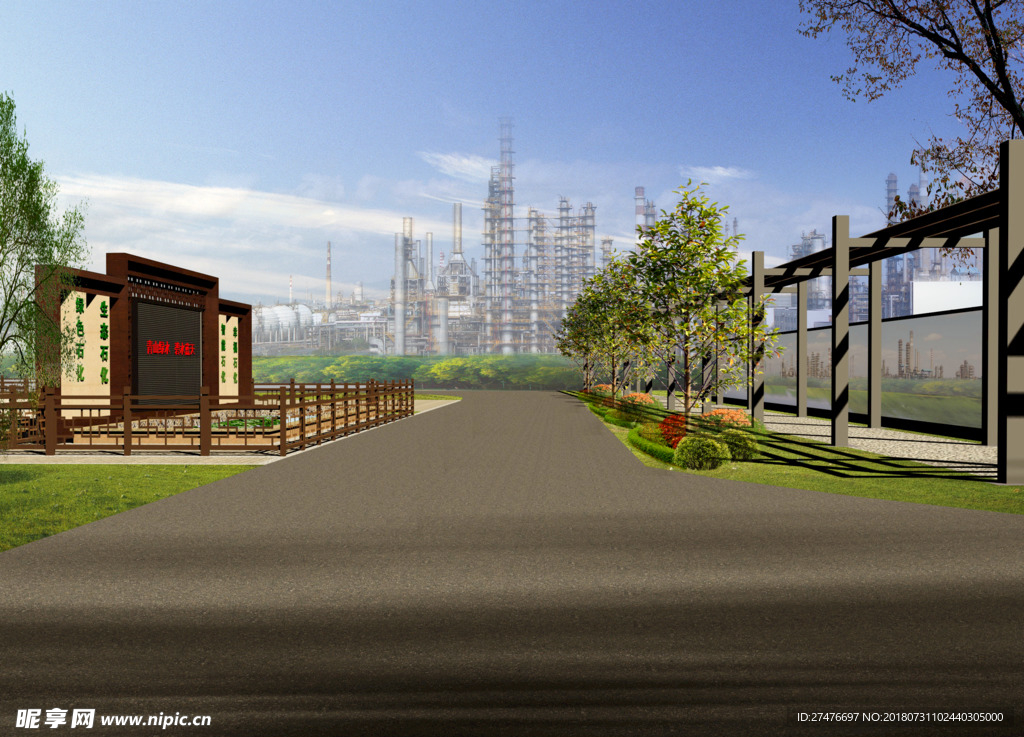 景观池景墙PSD效果图