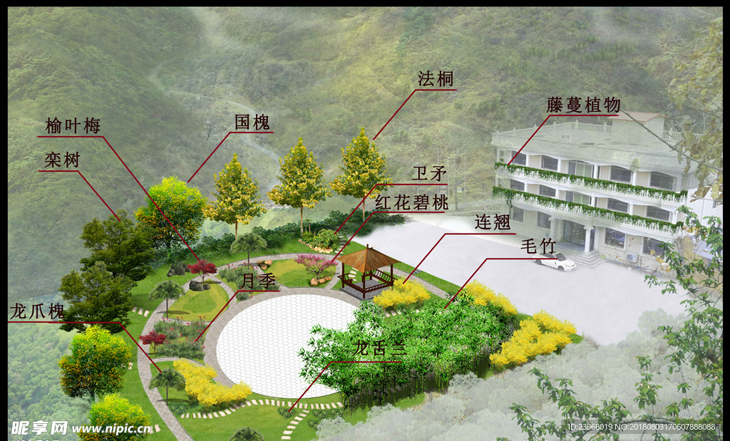 小花园植物标注配置图