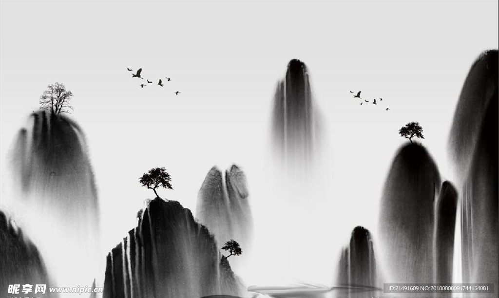 新中式水墨背景墙