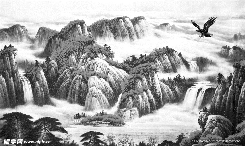 中式山水背景墙