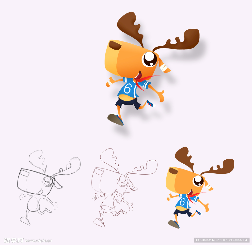 卡通可爱吉祥物小鹿