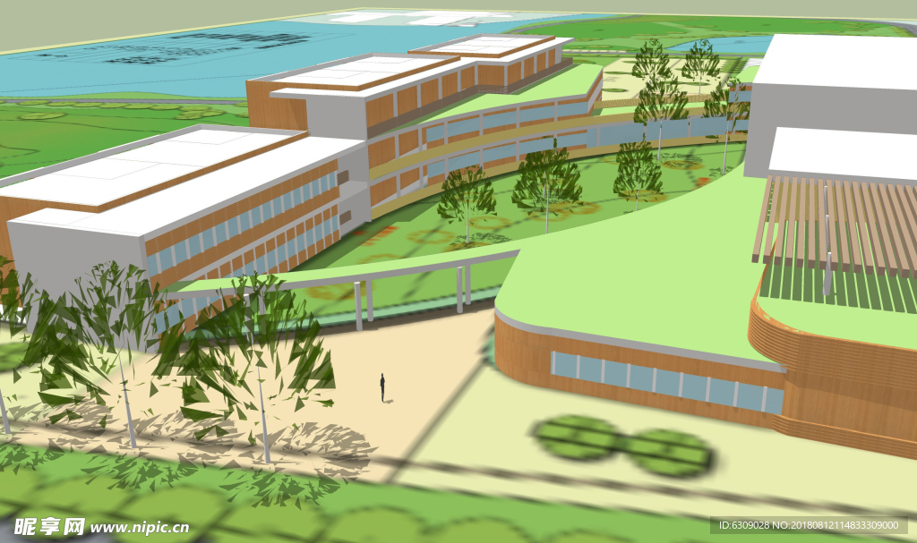 校园鸟瞰效果图