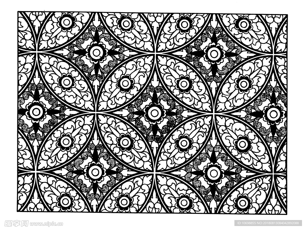 中国团花四方连续