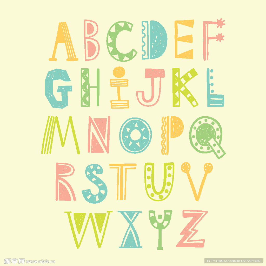 绘画字母EPS分层