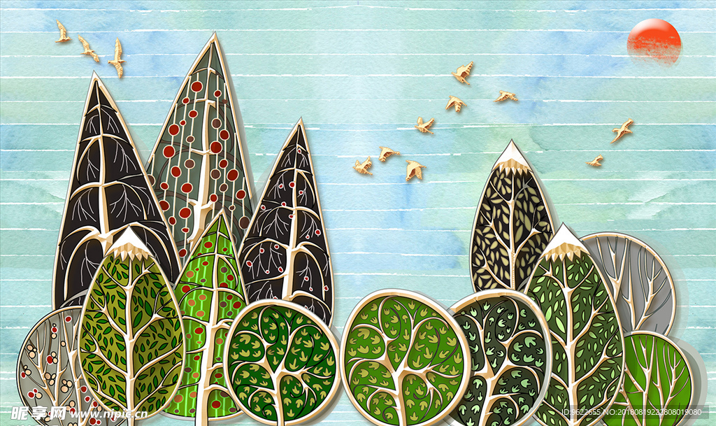 简约童趣卡通儿童背景墙