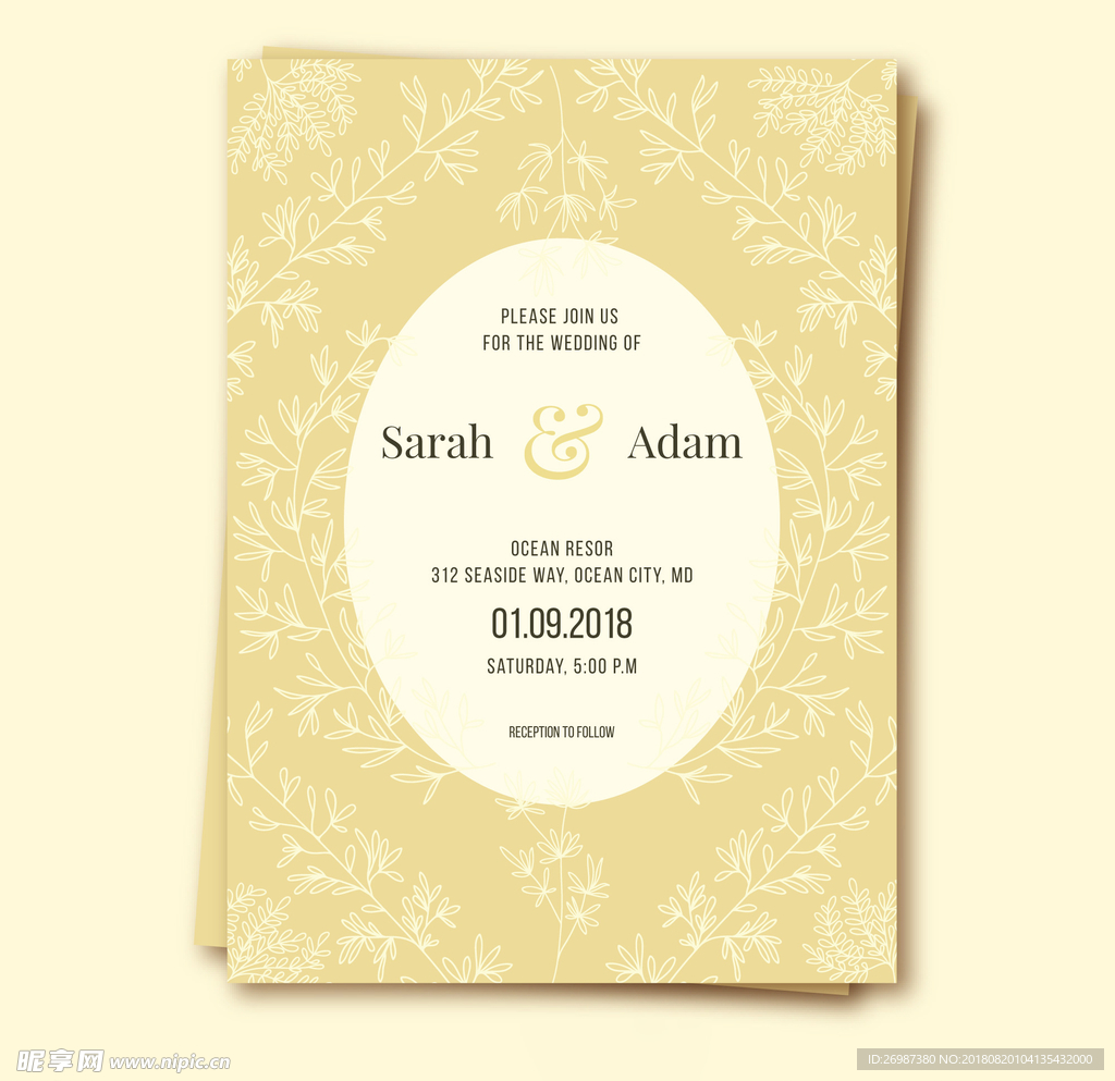 花卉元素婚礼邀请函