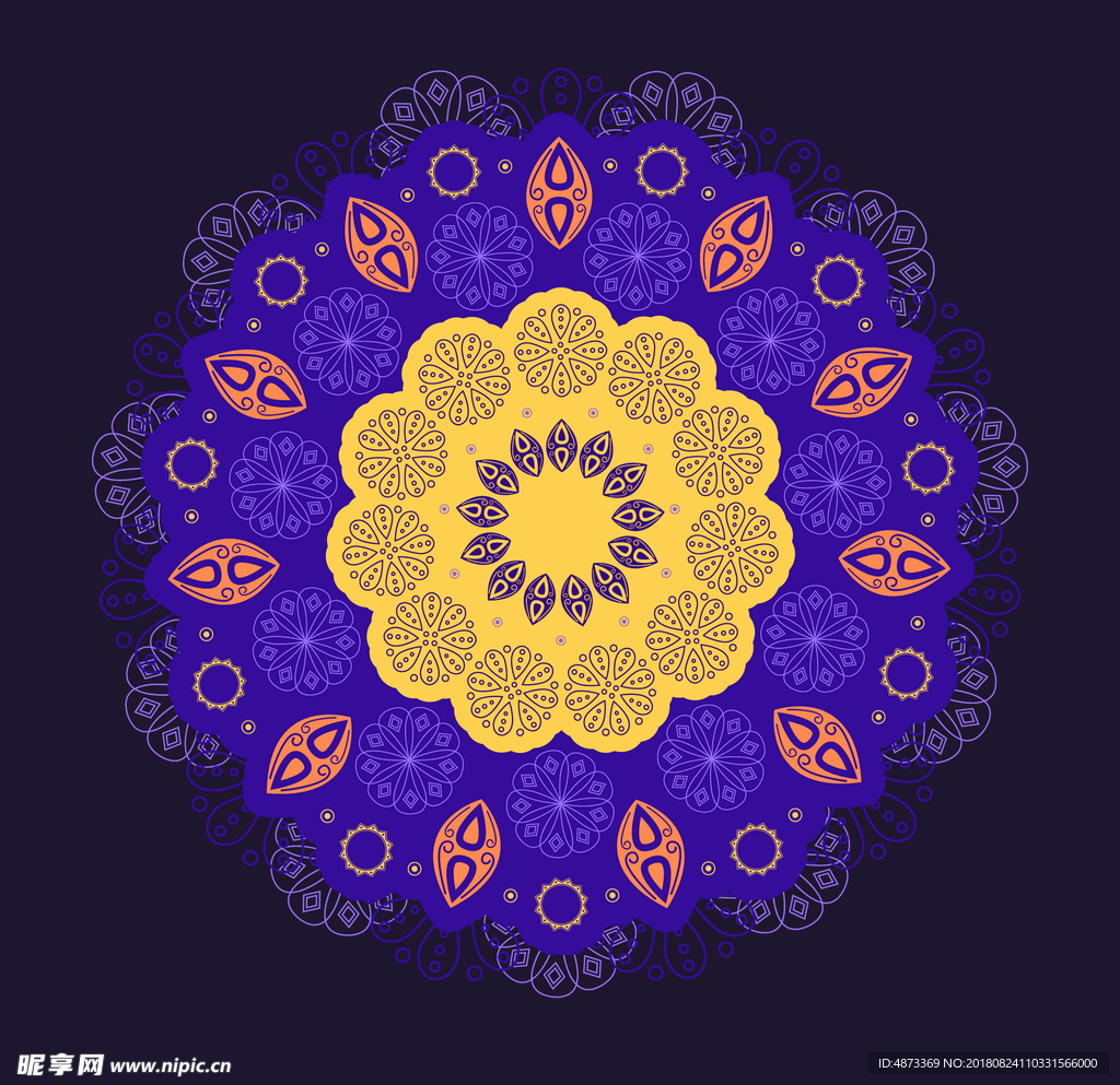 矢量紫色曼陀罗