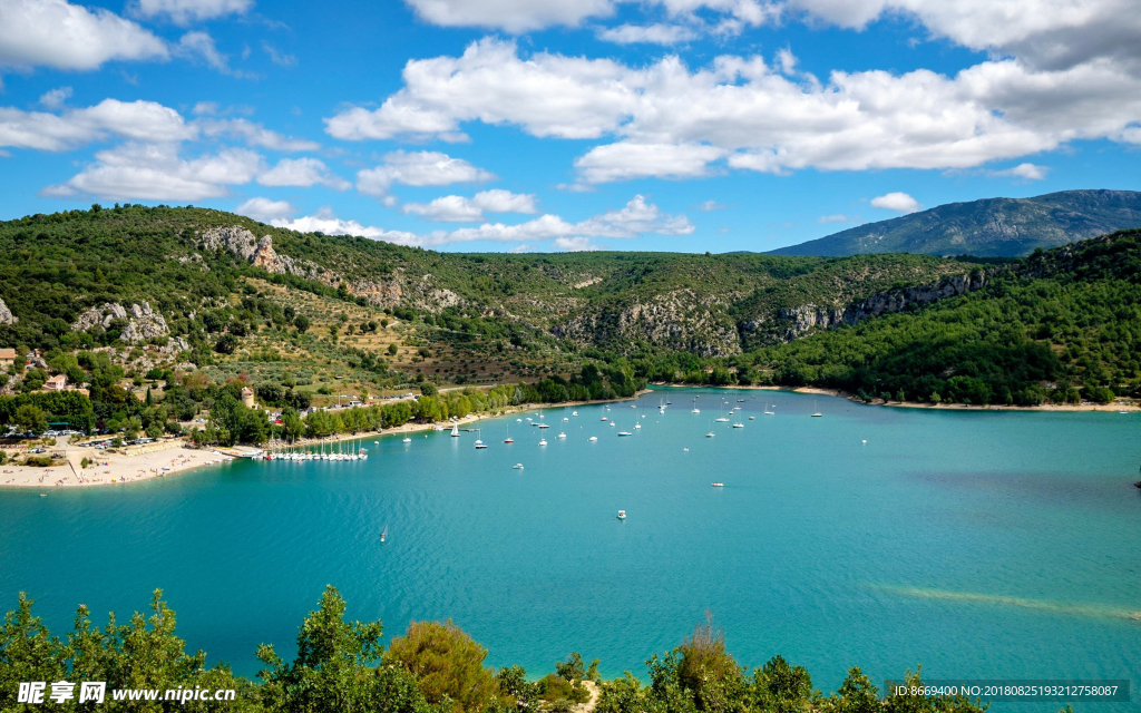 法国码头快艇帆海湾丘大自然