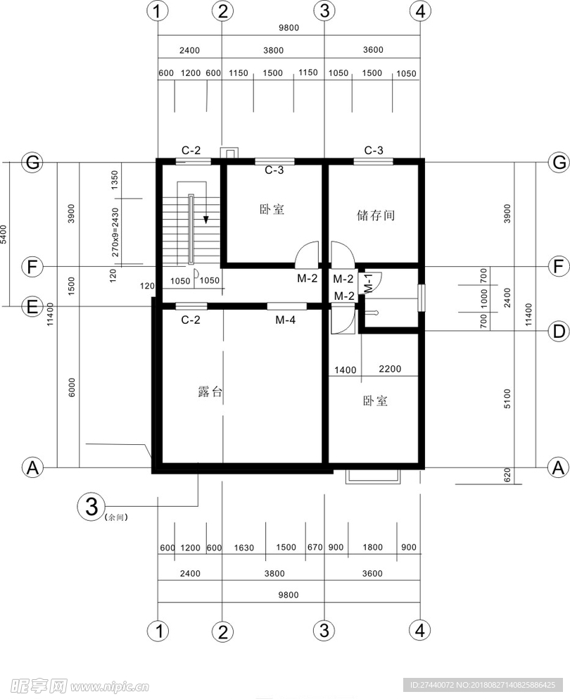 农村三层平面图