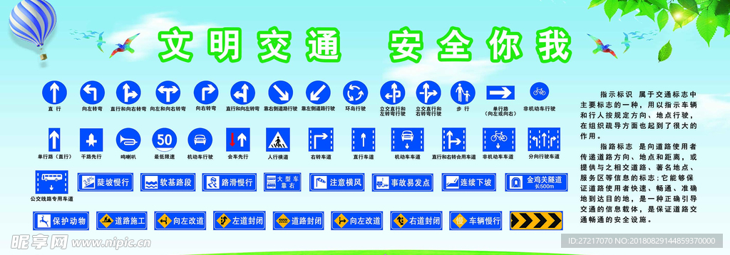 交通安全 交通标识标志展板