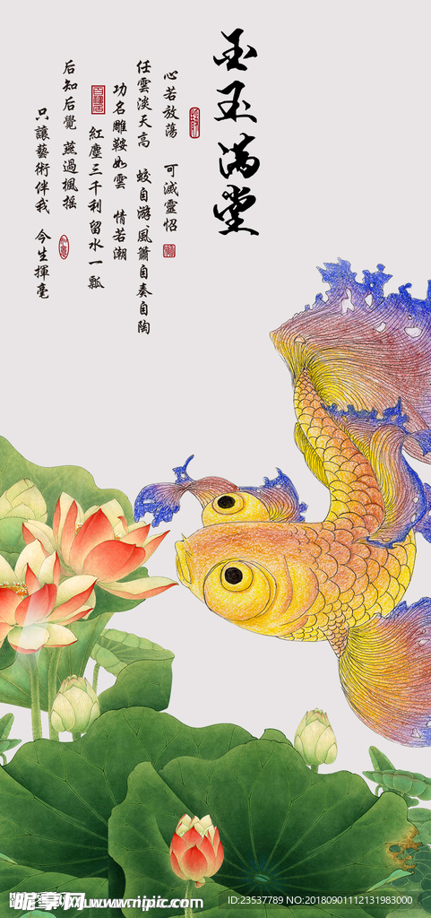 玉堂富贵锦鲤玄关装饰画