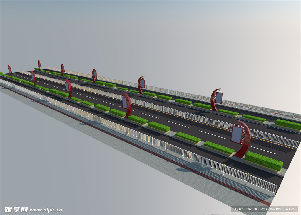 公路绿化带草图模型