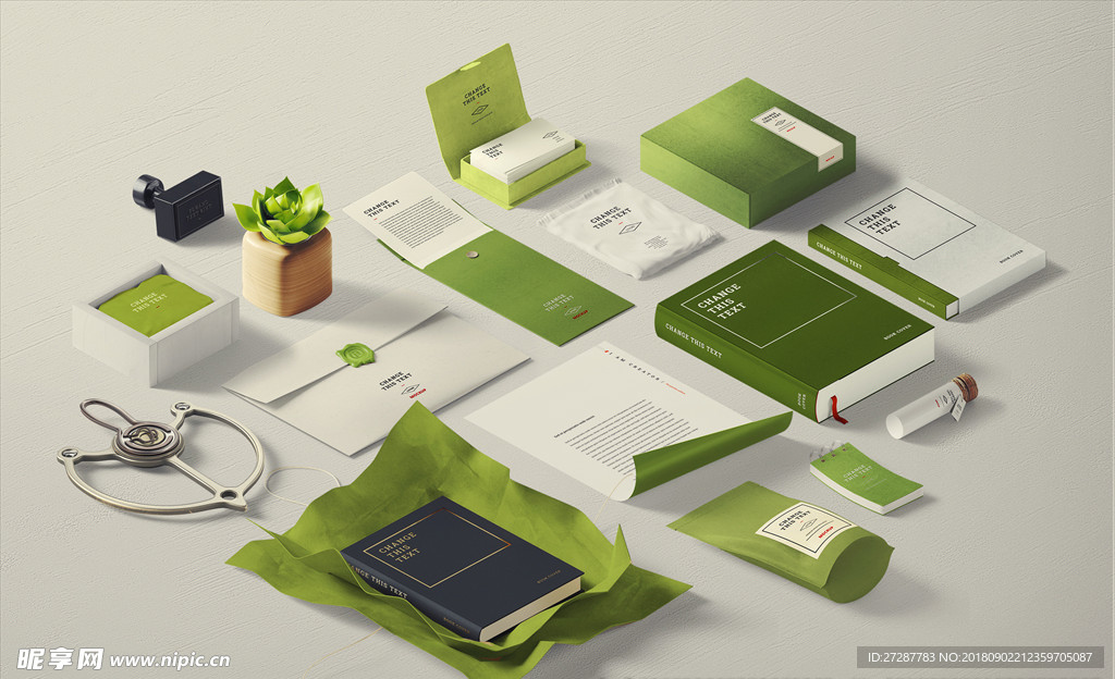 时尚清新企业VI设计展示场景样