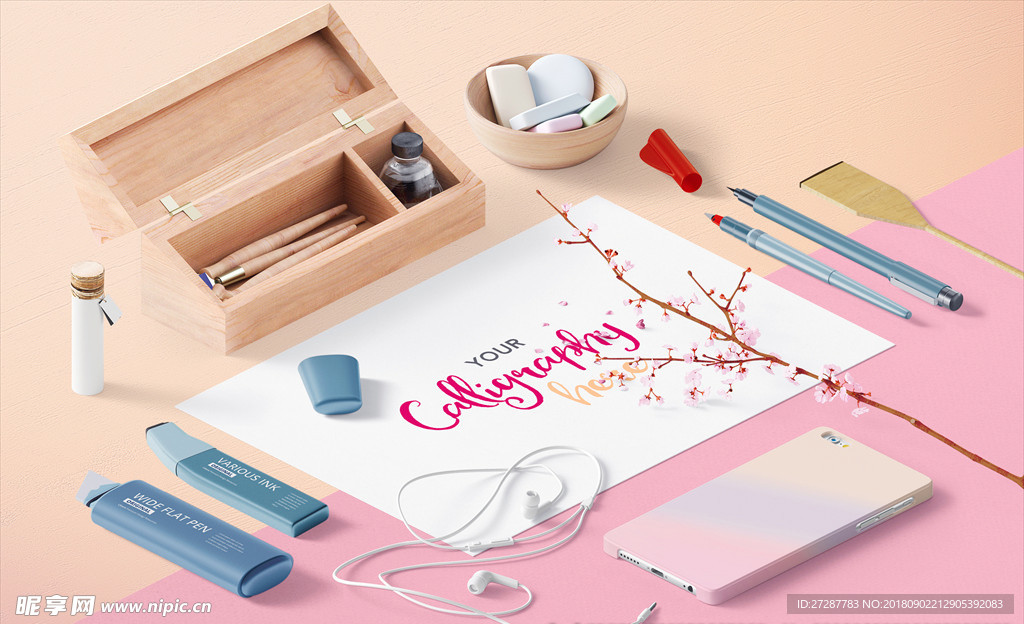 时尚清新企业VI设计展示场景样