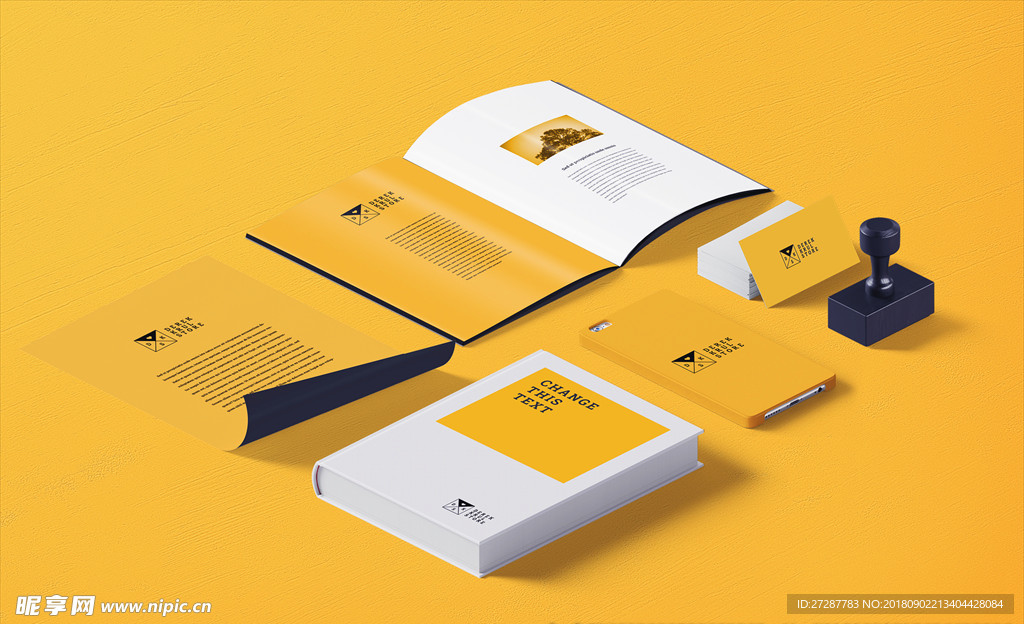 时尚清新企业VI设计展示场景样