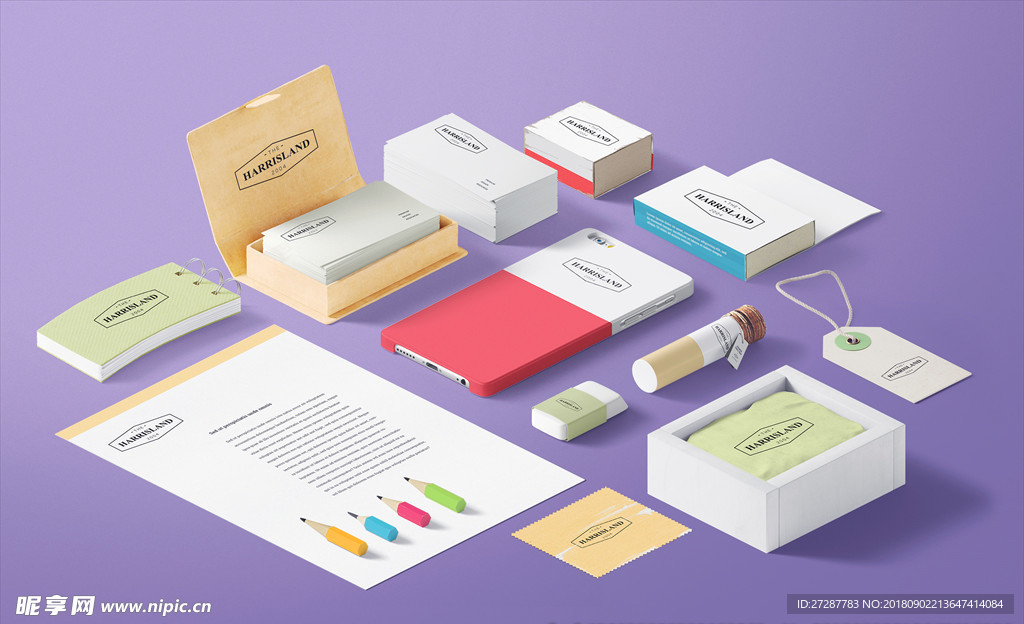 时尚清新企业VI设计展示场景样