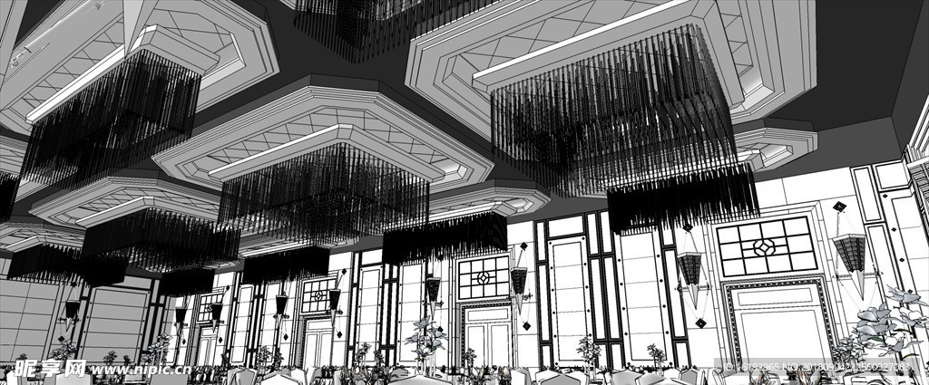 宴会厅SU模型设计