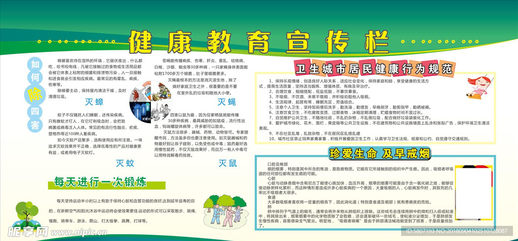 除四害卫生健康教育宣传展板