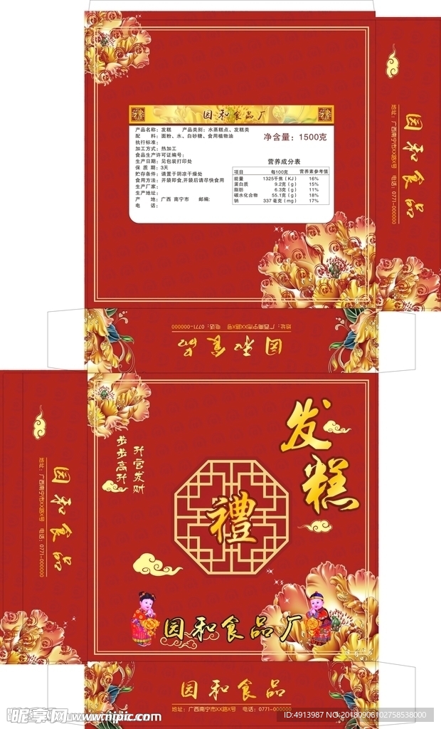 发糕包装盒平面展开图