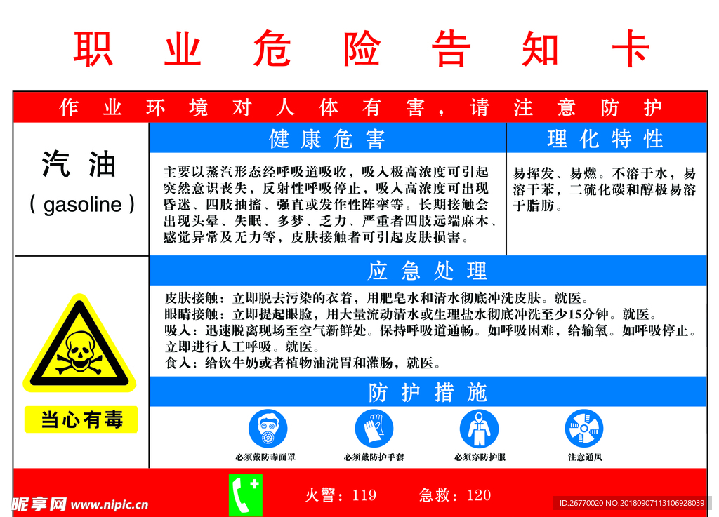 汽油危险告知卡