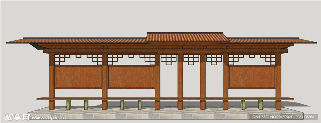 木制公交车站候车亭