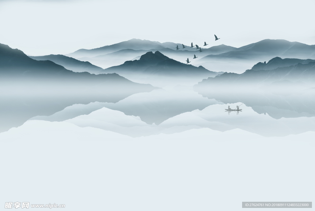 新中式意境山水背景图