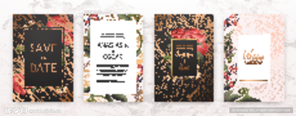 矢量花卉背景婚礼请柬邀请函