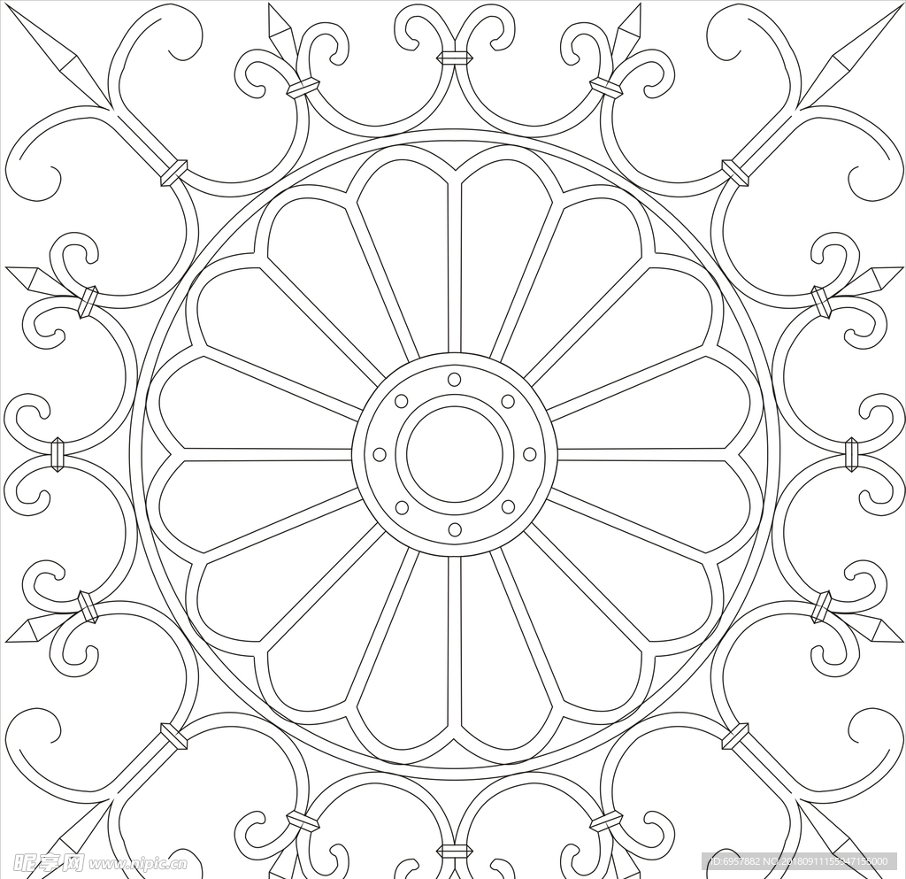 矢量花纹  雕花用