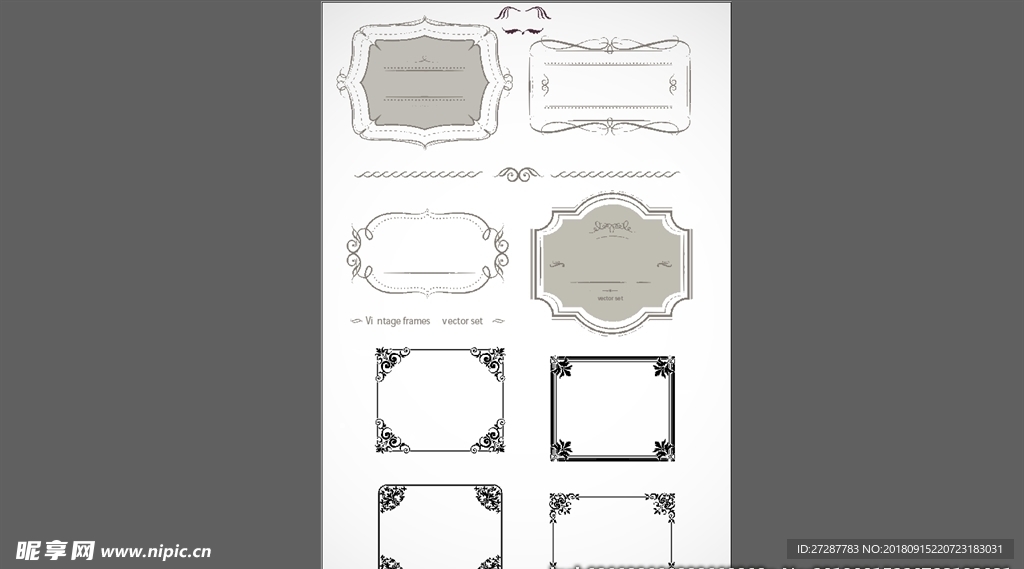 欧式边框线条边框矢量图欧式边框