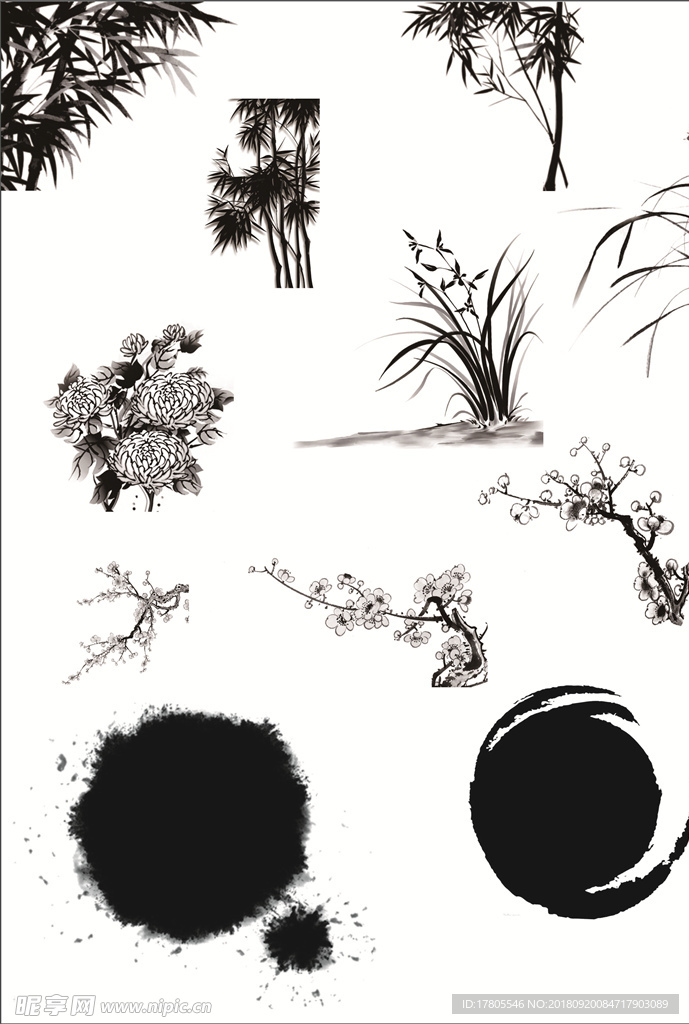 中国风梅兰竹菊素材