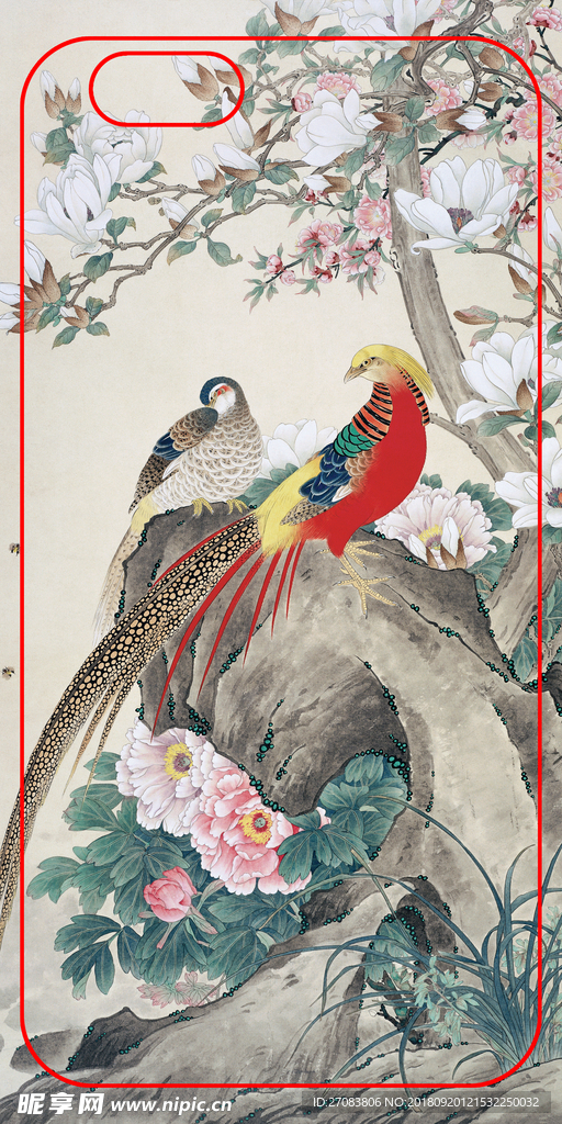 新中式高清手机壳图案花鸟水墨画