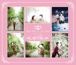 粉色婚礼照片墙设计