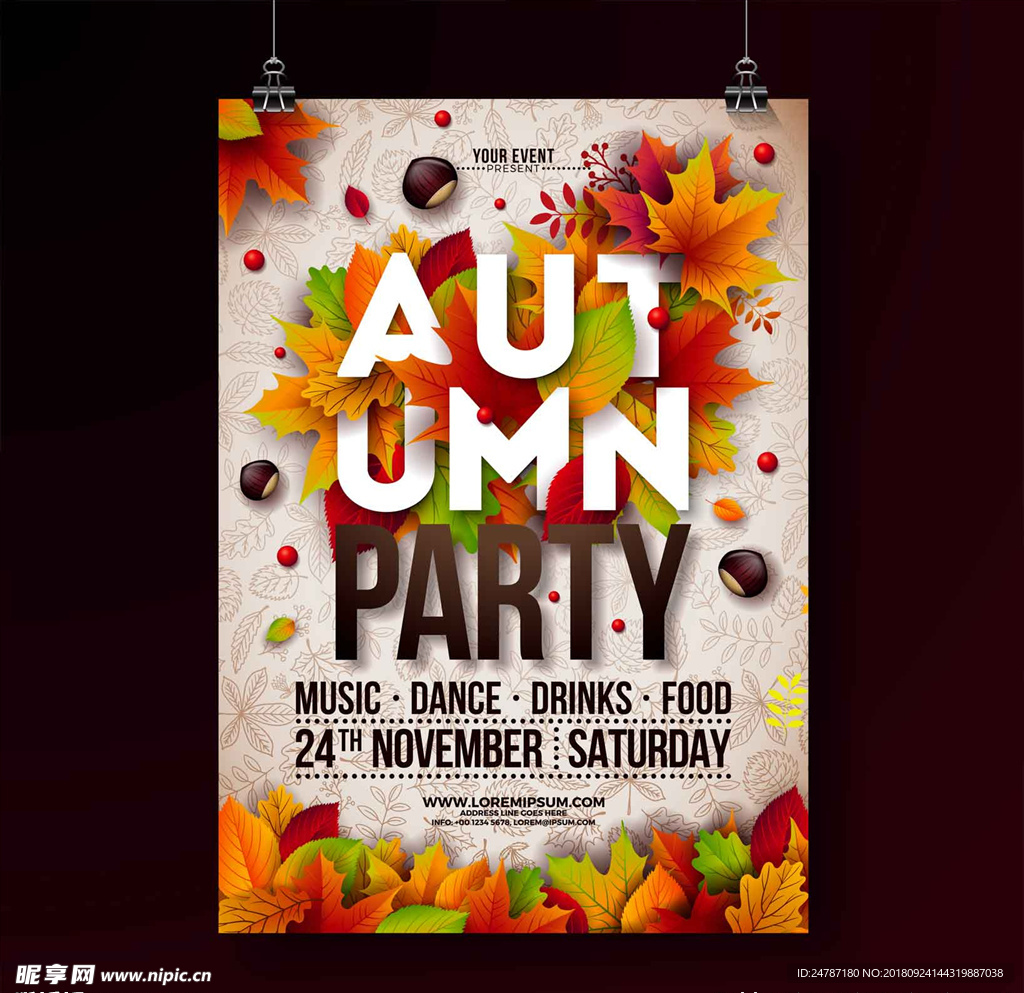 矢量枫叶秋季海报