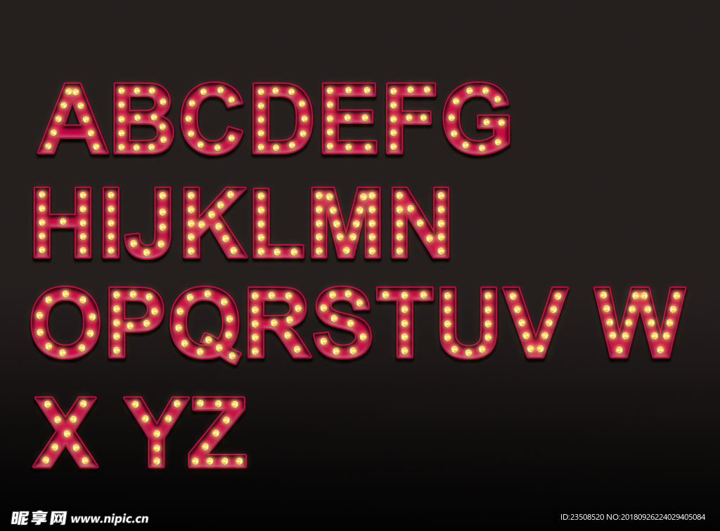 霓虹光效英文字体