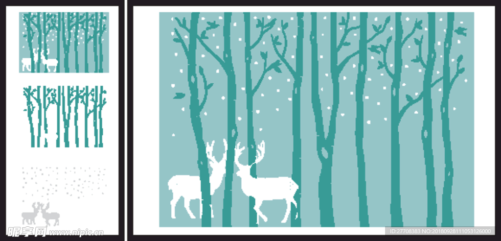 森林 小鹿梅花鹿矢量图